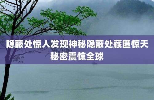 隐蔽处惊人发现神秘隐蔽处藏匿惊天秘密震惊全球