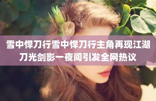 雪中悍刀行雪中悍刀行主角再现江湖刀光剑影一夜间引发全网热议