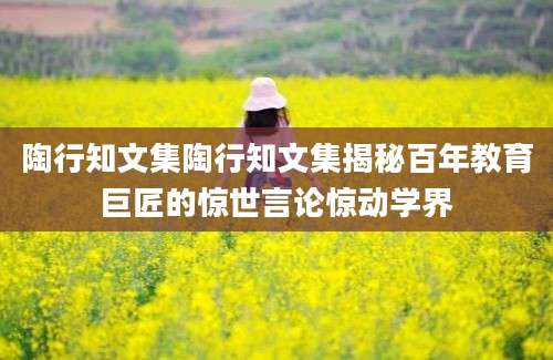 陶行知文集陶行知文集揭秘百年教育巨匠的惊世言论惊动学界