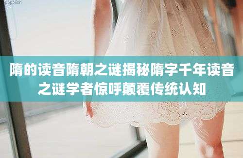 隋的读音隋朝之谜揭秘隋字千年读音之谜学者惊呼颠覆传统认知