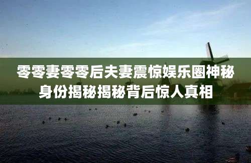 零零妻零零后夫妻震惊娱乐圈神秘身份揭秘揭秘背后惊人真相