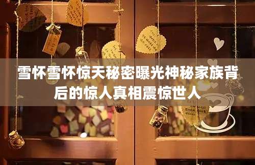 雪怀雪怀惊天秘密曝光神秘家族背后的惊人真相震惊世人