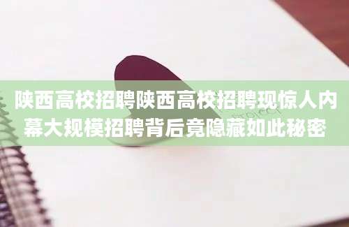 陕西高校招聘陕西高校招聘现惊人内幕大规模招聘背后竟隐藏如此秘密