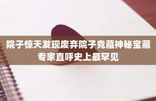 院子惊天发现废弃院子竟藏神秘宝藏专家直呼史上最罕见