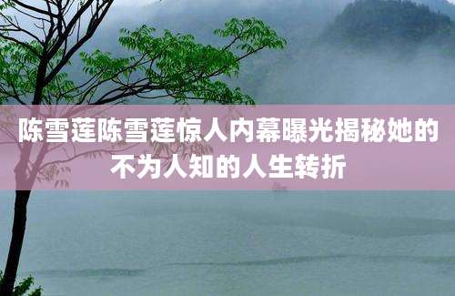 陈雪莲陈雪莲惊人内幕曝光揭秘她的不为人知的人生转折