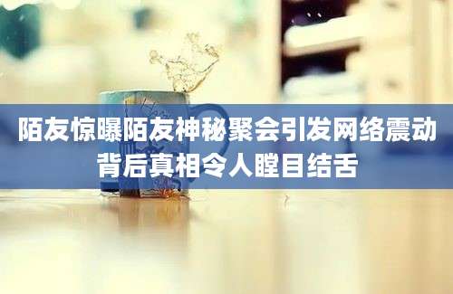 陌友惊曝陌友神秘聚会引发网络震动背后真相令人瞠目结舌