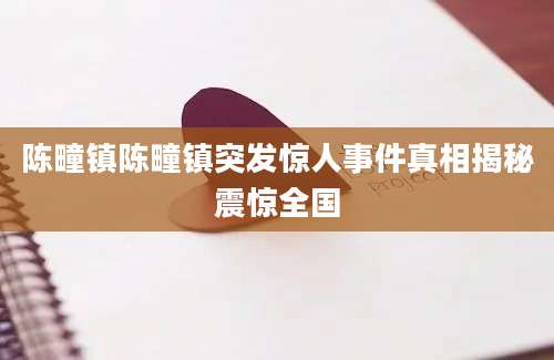 陈疃镇陈疃镇突发惊人事件真相揭秘震惊全国
