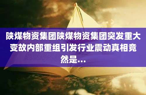 陕煤物资集团陕煤物资集团突发重大变故内部重组引发行业震动真相竟然是...