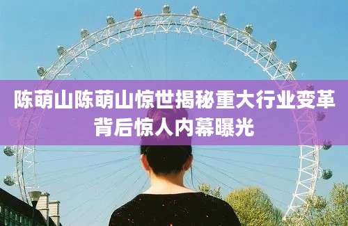 陈萌山陈萌山惊世揭秘重大行业变革背后惊人内幕曝光