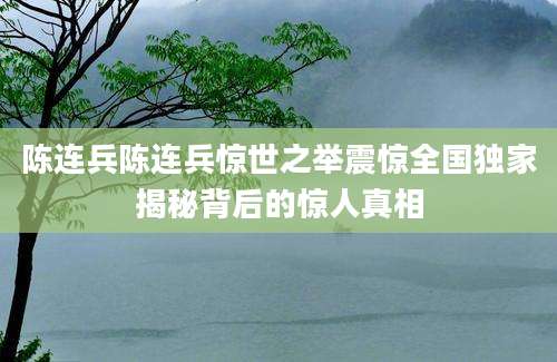 陈连兵陈连兵惊世之举震惊全国独家揭秘背后的惊人真相