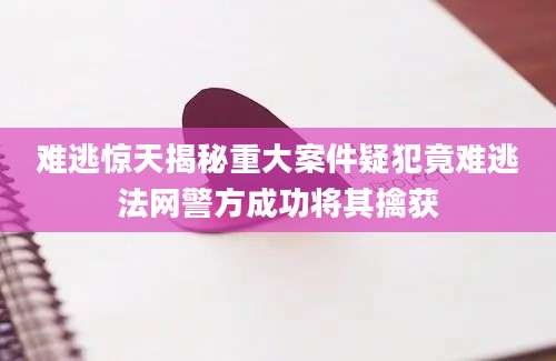 难逃惊天揭秘重大案件疑犯竟难逃法网警方成功将其擒获