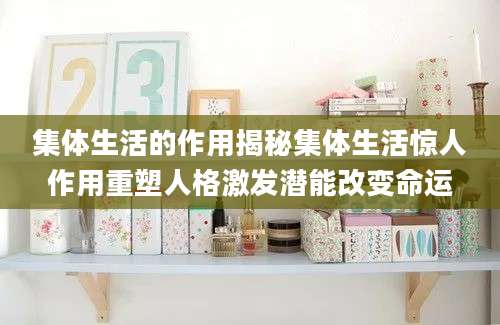 集体生活的作用揭秘集体生活惊人作用重塑人格激发潜能改变命运