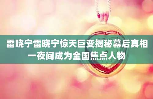 雷晓宁雷晓宁惊天巨变揭秘幕后真相一夜间成为全国焦点人物