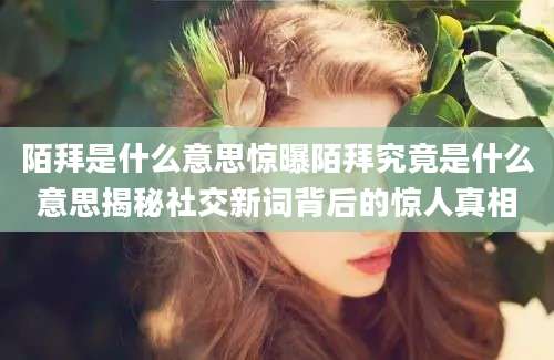 陌拜是什么意思惊曝陌拜究竟是什么意思揭秘社交新词背后的惊人真相