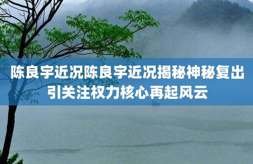 陈良宇近况陈良宇近况揭秘神秘复出引关注权力核心再起风云