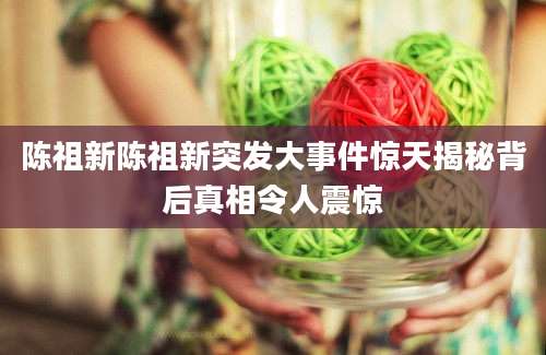 陈祖新陈祖新突发大事件惊天揭秘背后真相令人震惊