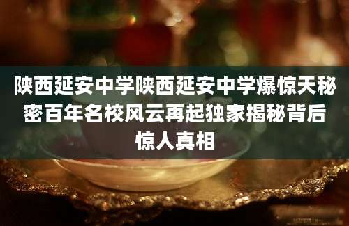 陕西延安中学陕西延安中学爆惊天秘密百年名校风云再起独家揭秘背后惊人真相
