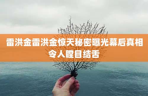 雷洪金雷洪金惊天秘密曝光幕后真相令人瞠目结舌