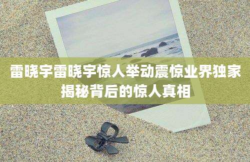 雷晓宇雷晓宇惊人举动震惊业界独家揭秘背后的惊人真相