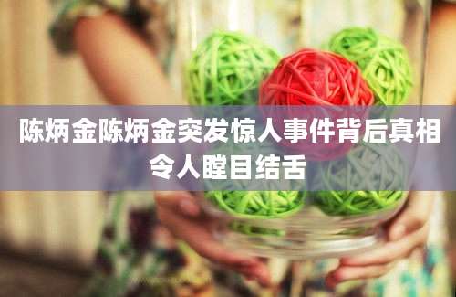 陈炳金陈炳金突发惊人事件背后真相令人瞠目结舌