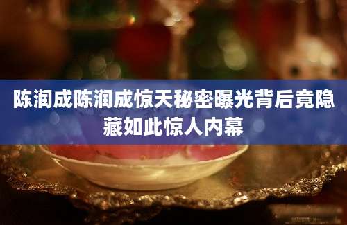 陈润成陈润成惊天秘密曝光背后竟隐藏如此惊人内幕
