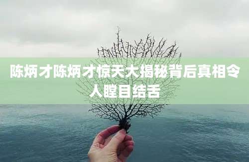 陈炳才陈炳才惊天大揭秘背后真相令人瞠目结舌