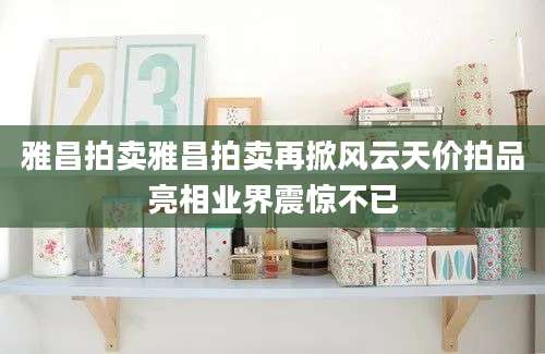 雅昌拍卖雅昌拍卖再掀风云天价拍品亮相业界震惊不已