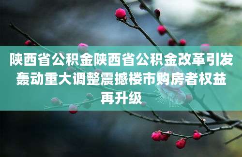 陕西省公积金陕西省公积金改革引发轰动重大调整震撼楼市购房者权益再升级