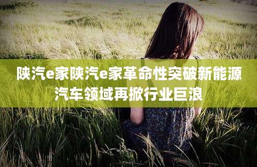 陕汽e家陕汽e家革命性突破新能源汽车领域再掀行业巨浪