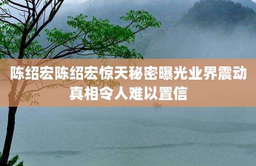 陈绍宏陈绍宏惊天秘密曝光业界震动真相令人难以置信
