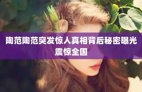 陶范陶范突发惊人真相背后秘密曝光震惊全国