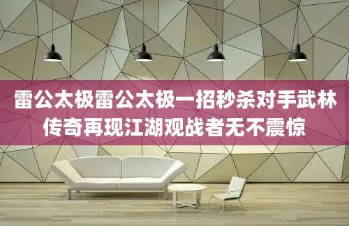 雷公太极雷公太极一招秒杀对手武林传奇再现江湖观战者无不震惊
