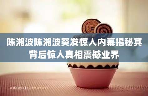 陈湘波陈湘波突发惊人内幕揭秘其背后惊人真相震撼业界