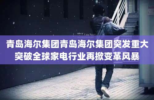 青岛海尔集团青岛海尔集团突发重大突破全球家电行业再掀变革风暴