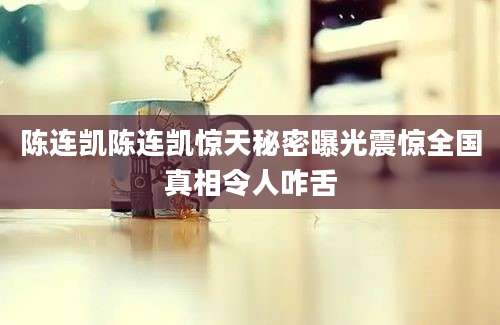 陈连凯陈连凯惊天秘密曝光震惊全国真相令人咋舌