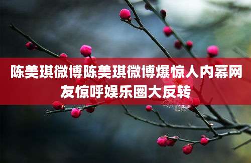 陈美琪微博陈美琪微博爆惊人内幕网友惊呼娱乐圈大反转