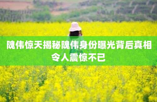 隗伟惊天揭秘隗伟身份曝光背后真相令人震惊不已