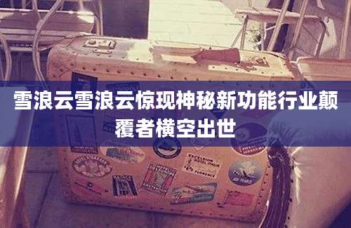 雪浪云雪浪云惊现神秘新功能行业颠覆者横空出世