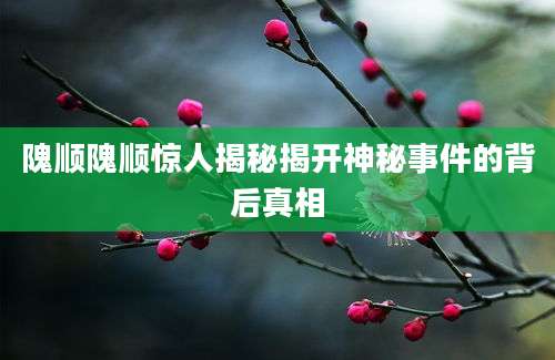 隗顺隗顺惊人揭秘揭开神秘事件的背后真相